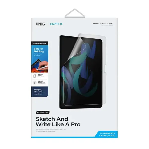 UNIQ OPTIX FLIM SCREEN PROTACTOR WITH ENHANCED PAPER-FEEL FOR SKETCHING AND TAKING NOTE FOR IPAD PRO 13'' 7TH GEN (M4 2024) | PAPER-LIKE